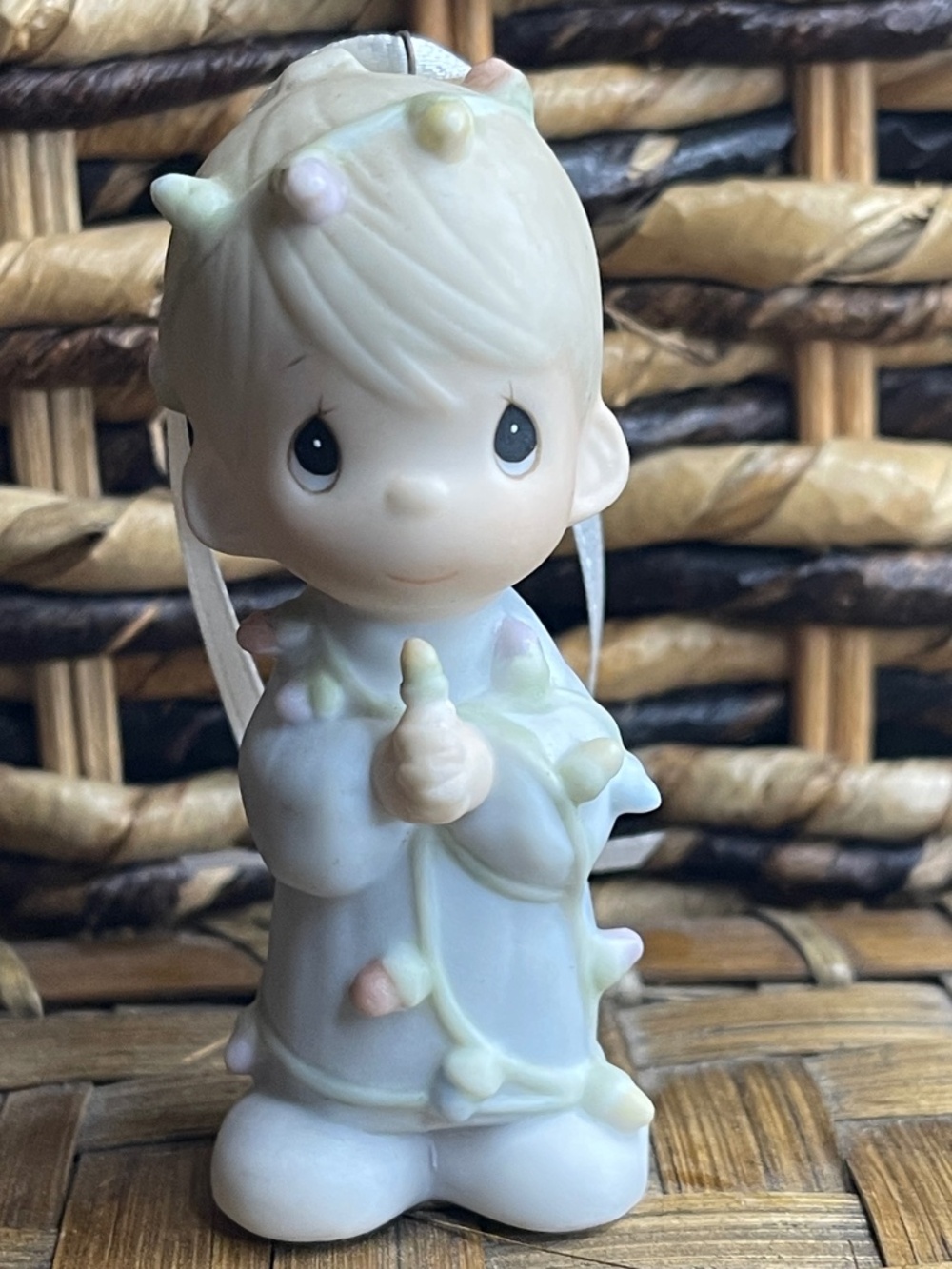 Precious Moments Miniature Ornament May Your Christmas Be Delightful #15849 1985